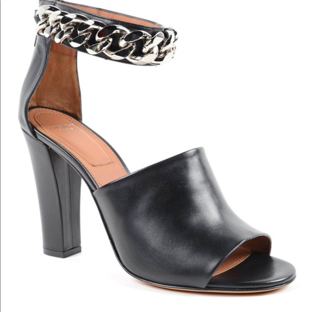 Givenchy Chain Ankle Block Heel Sandals